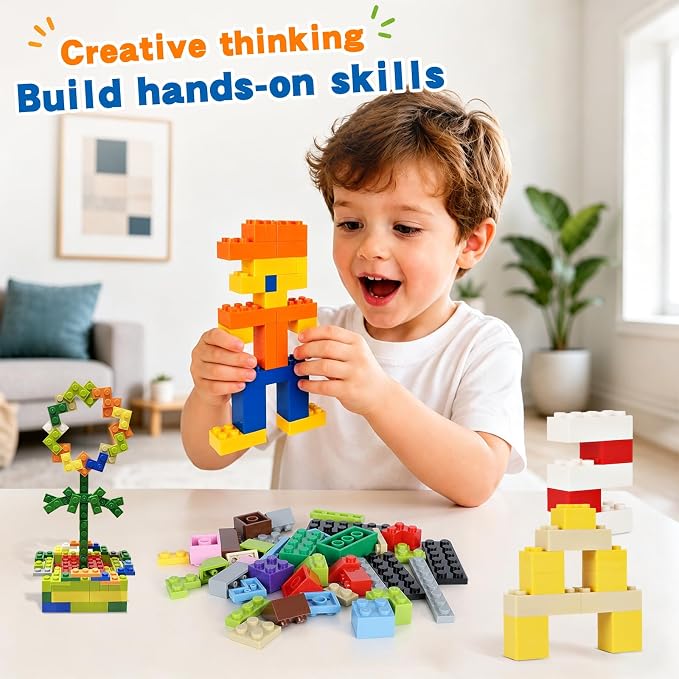 1020 PCS Building Bricks Compatible with Lego Classic - 1020 Pieces Basic Bulk Building Blocks in Random Color - Mixed Shape (1020 pcs)