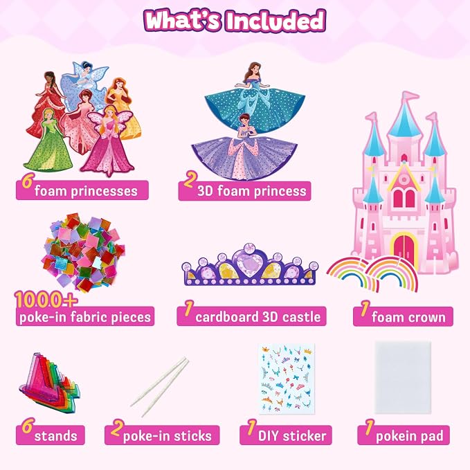 JoyCat Poke Art Kit for Girls, 3D Princess Craft with Fairy Tale Castle | Create layered 3D princess figures and a fairy-tale castle scene for a hands-on pretty pretty princess game experience.