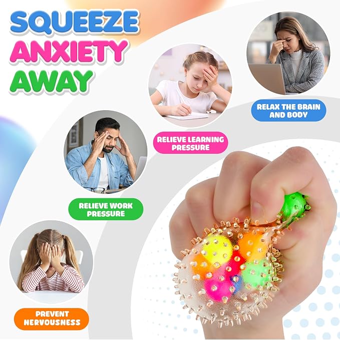 6 Set Squishy Sensory Stress Squeezing Balls for Adults | Sensory Calming Tool to Relieve Nervousness, Vent Mood and Improve Focus, Pull Stretch Fidget for Classroom Prize Box Toys