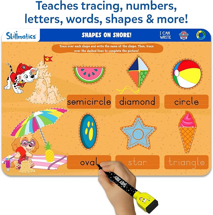 Skillmatics I Can Write – PAW Patrol, Preschool Learning Activity Toy | Reusable Write and Wipe Mats, Educational Book, Back to School, Montessori Gifts for Students, Kids, Toddlers Ages 3, 4, 5, 6