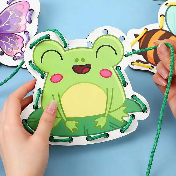 Wooden Lacing Cards Spring Lacing Card Fine Motor Skill Activity | Perfect parent-child activity for preschool learning, classroom use, and homeschool education.