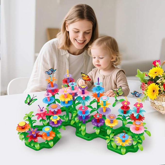 SpringFlower Flower Garden Building Toys, for Girls 3 4 5 6 7 Years Old | Flower Garden Building Kit with Storage case,Educational STEM Toy and Preschool Play Set for Toddlers,Gifts For Girls,148pcs