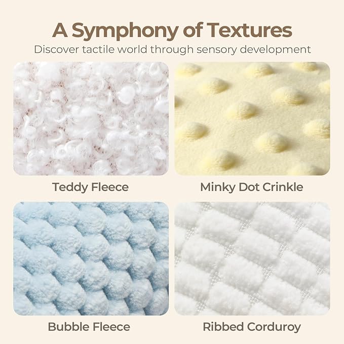let's make Baby Tissue Box Toy, Farm Montessori Sensory Toys 6-12 Months, Play Silks & Crinkle Tissues with 3D Corduroy, Mirror, Squeaky Cow & Travel Clip - Fine Motor Skills Baby Girl Boy Gifts