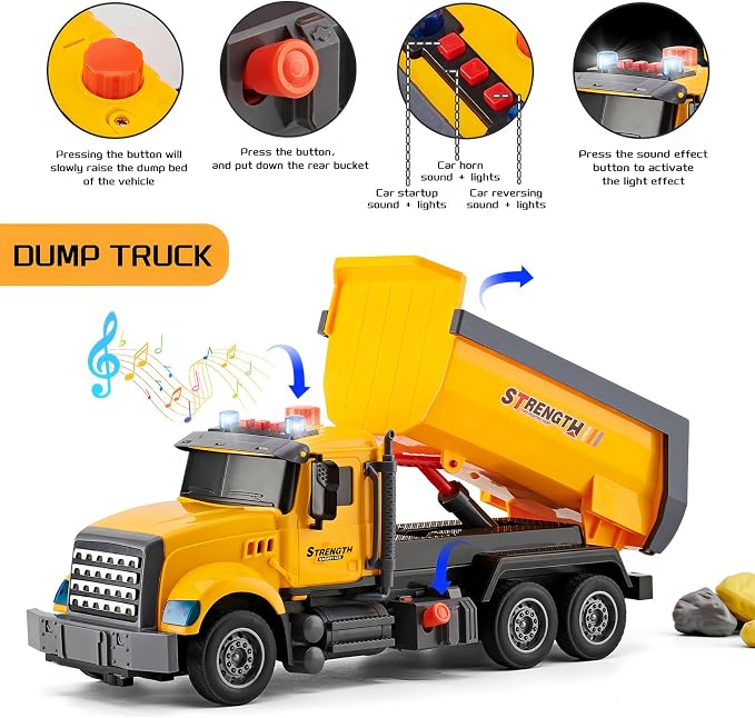 LerBao 2 Pack Construction Engineering Truck Toys,Moveable Claw Excavator & Lifting Back Dump Truck Toy for 3 4 5 6 7 8 Years Old Boys Kids Childs Toddlers Christmas Birthday Gift