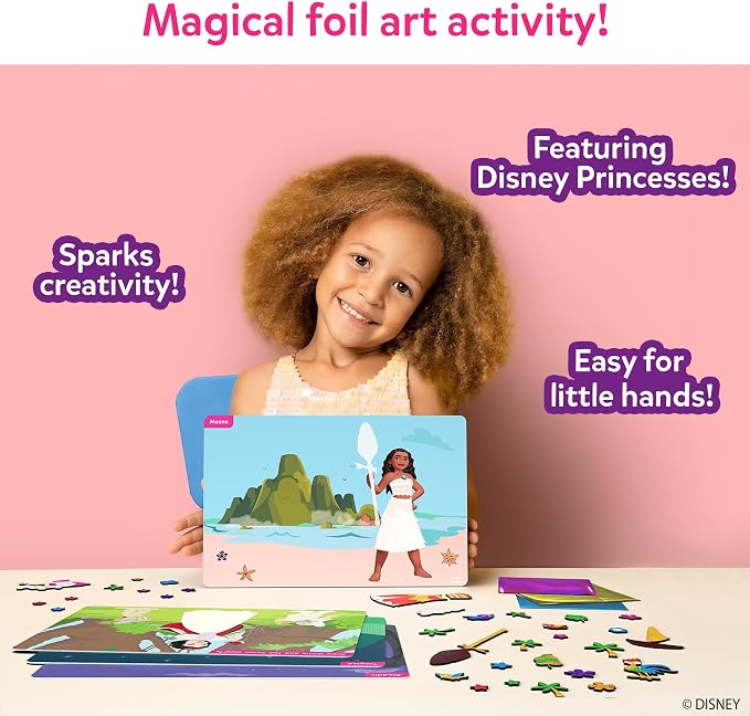 Skillmatics Foil Fun Disney Princess, Foil Art & Craft Kit, Gift for Kids | Travel Toy, Mess-Free Sticker Activity, DIY Decor, For Fans of Cinderella, Ariel & Jasmine, Girls & Boys Ages 4, 5, 6, 7, 8