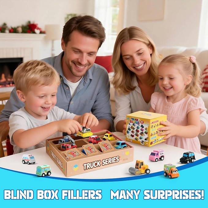 Fajiabao 18 PCS Pull Back Toy Cars for Toddlers | Mini Toy Trucks and Vehicles Set for Kids Party Favors Pinata Stuffers Goodie Bag Fillers Birthday Gifts for Boys and Girls