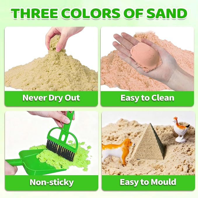 Sensory Bin, Sandbox Toys Play Sand Art Kit for Kids Toddlers 3 4 5 6 7 8 | Farm Sensory Toys with Sandbox & Farm Animals & Tractor Playset, Indoor Outdoor Beach Toys for Kids Christmas Birthday Gifts