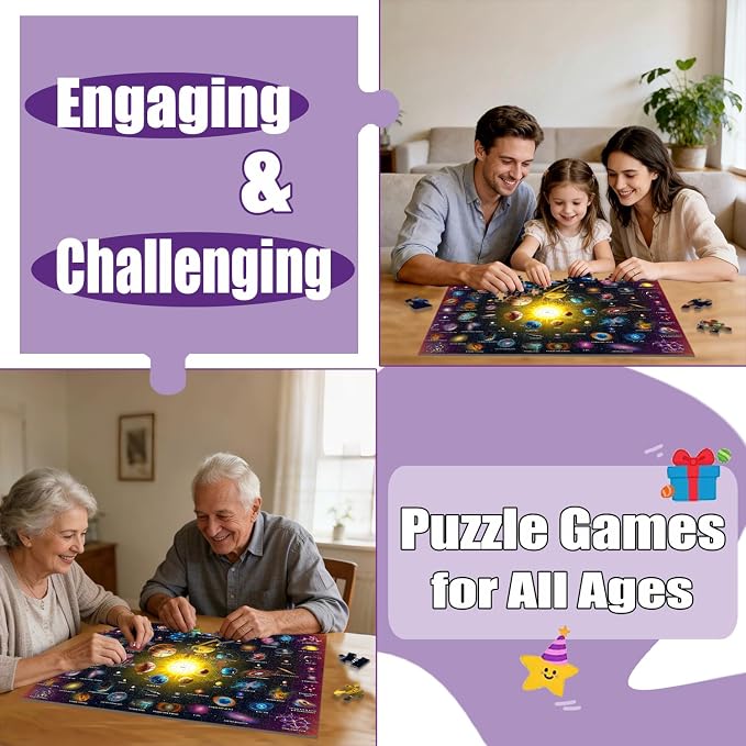Puzzles for Kids Ages 6-8 & 8-10, 200 Piece Solar System Jigsaw Puzzle | Educational Space Learning Toy, Great Birthday And Holiday Gift for Boys And Girls