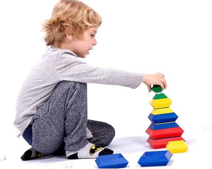 KUTOI Pyramid Stacking Toy Building Blocks 3D Puzzle Brain Teasers for Kids and Adults-Creative Preschool Learning Activities- Toddler Building Toys, Kids Blocks for 3 Year Old Boys & Girls