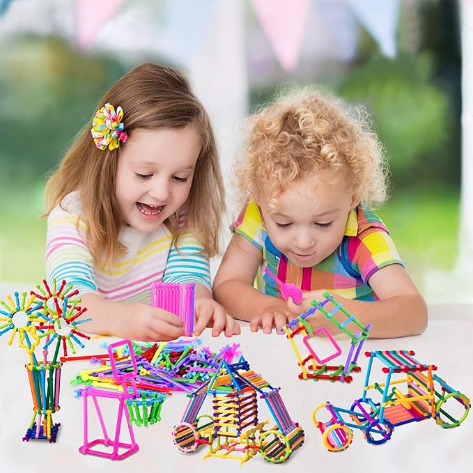 Juboury 1054Pcs Building Toy Building Blocks Bars Educational Set Puzzle | Interlocking Creative Connecting Kit, Great STEM Toy for Both Boys and Girls