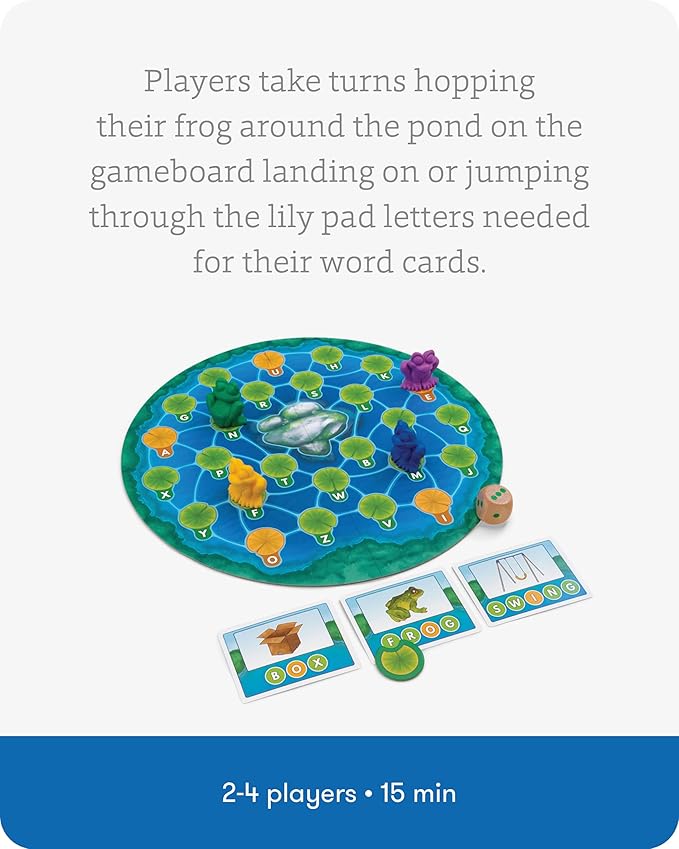 Lily Pond - Educational Game to Practice Early Reading and Spelling - an Engaging and Fun Toddler Game - 2 to 4 Players, Ages 4 & Up