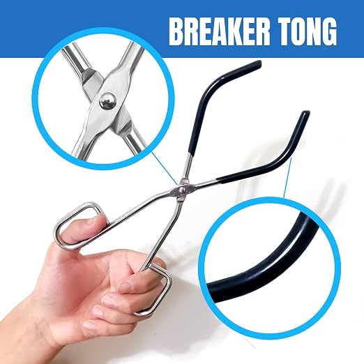 Chemistry Lab Tool Set, Stainless Steel | Crucible tongs, lab spatula scoop, U shape spoon, test tube clamp, forceps tweezers, chemistry starter tools