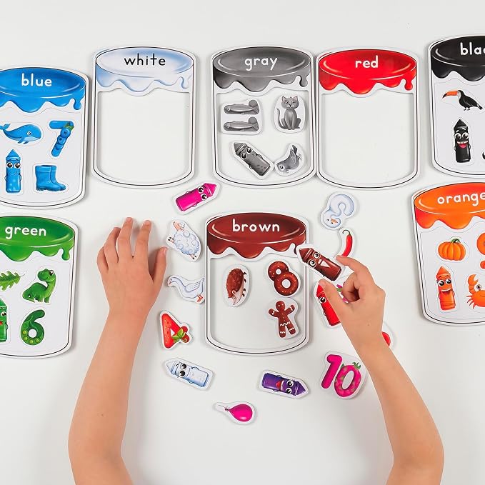 66 PCS Magnetic Color Sorting Set, Colors Sorting Toys - Simply Magic | Color Recognition for Toddlers 1-3, Numbers Color Sorting Magnets for Fridge, Magnetic Sorting Set for Whiteboard