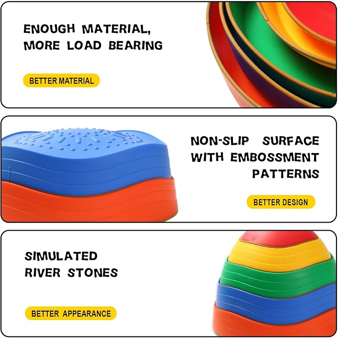 Fanboxk Stepping Stones for Kids,Non-Slip Toddler Sensory Toy | Sensory Balance Stepping Stones for Promoting Toddler Balance Coordination Skills,Up to 220 LBS for Indoors or Outdoors Play