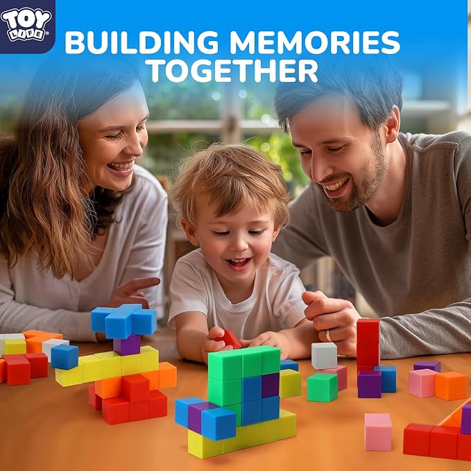 TOY Life Primary Magnetic Blocks, 80-Piece STEM Set, Ages 3-8 | bright ABS cubes, storage bag and idea guide, strong connections, creative play