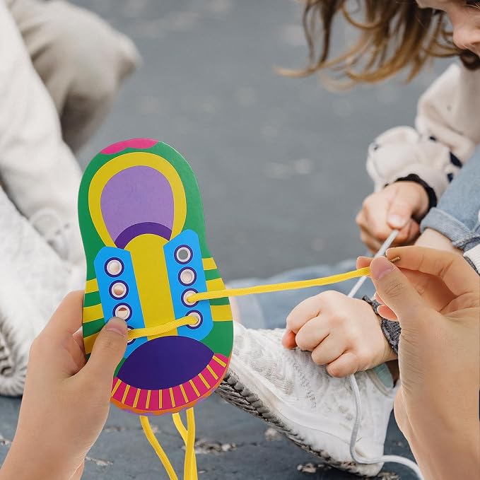 NUOBESTY Shoelace Threading Toys 5 Sets Lacing Toys for Kids Learn to Tie Shoelaces Practice Kit Early Childhood Education Material 7.08 X 3.93 in
