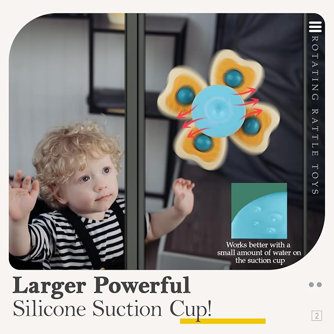 Suction Cup Spinner Airplane Travel Toys for 1 Year Old Boy Girl | Spinning Top 12 18 Months,1 2 Year Old Boy Birthday Gift,Baby Bath Toy for Kids Ages 1-3,Sensory Toy for Infant Toddlers