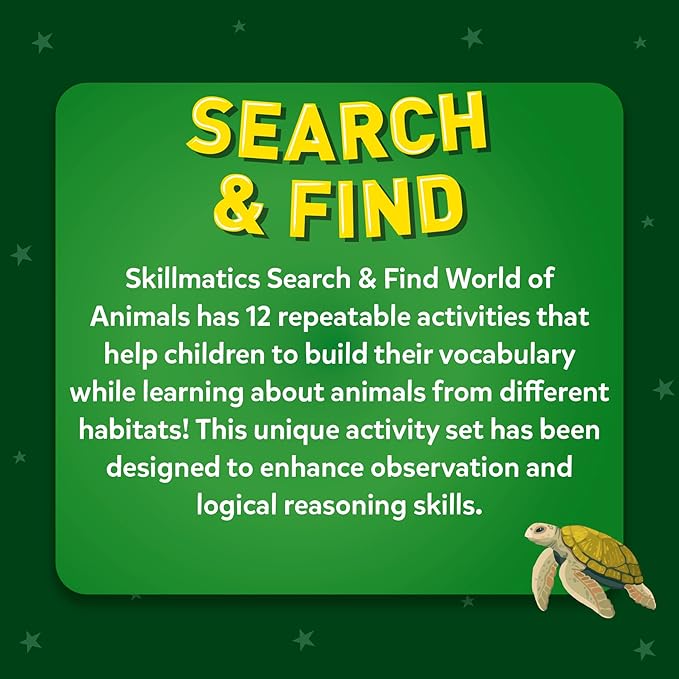 Skillmatics Search and Find Animals – Reusable Preschool Learning Activity | Write & Wipe Mats, Learning & Educational Toy for Toddlers & Kids, Back to School Supplies for Boys & Girls Ages 3, 4, 5