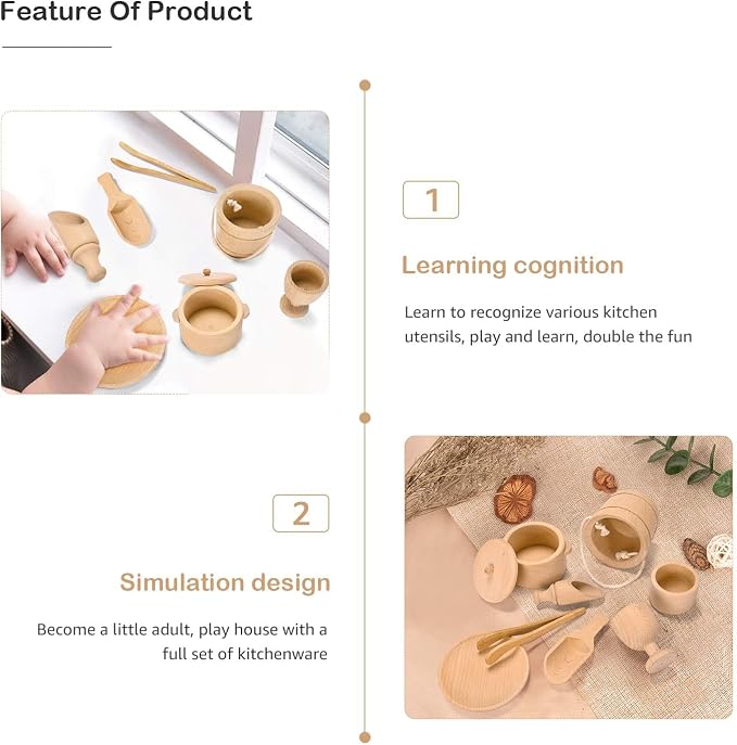 Montessori Toys Sensory Bin Toys for Toddlers Set of 9 | Wooden Waldorf Toys Wooden Scoops and Tongs for Transfer Work and Fine Motor Skills Development