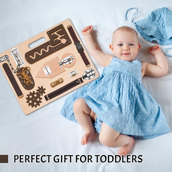 Montessori Busy Board for Toddlers, Wooden Sensory Toys, Preschool Learning Activities for Fine Motor Skills Travel Toy, Basic Life Skills Educational Gifts for 1, 2, 3 Years Old Kids Boys Girls | Preschool Learning Activities, Basic Life Skills, Fine ...