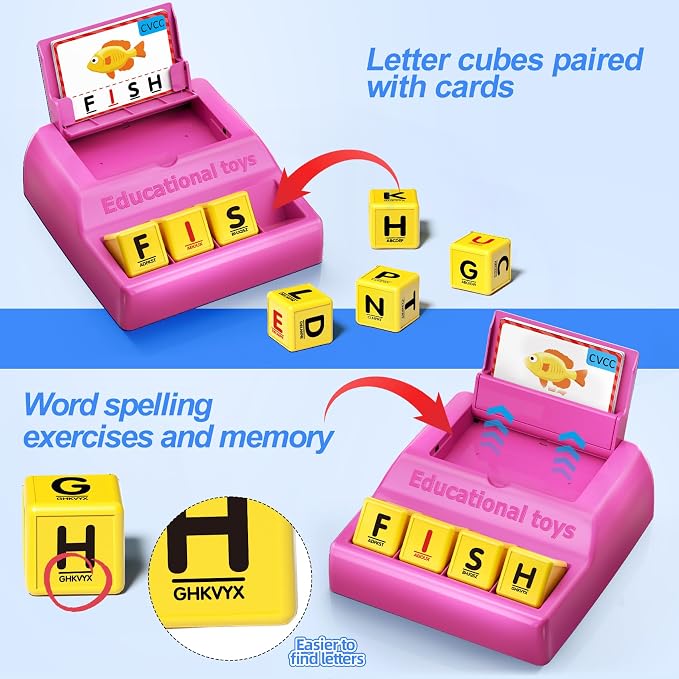 Montessori Matching Letter Game Toys for 3 4 5 Year Old Boy Girl Gifts Kids | Early Educational Learning Spelling Toys for Toddler, Preschool, Bigger Size, Storage Function, Christmas Birthday Gifts