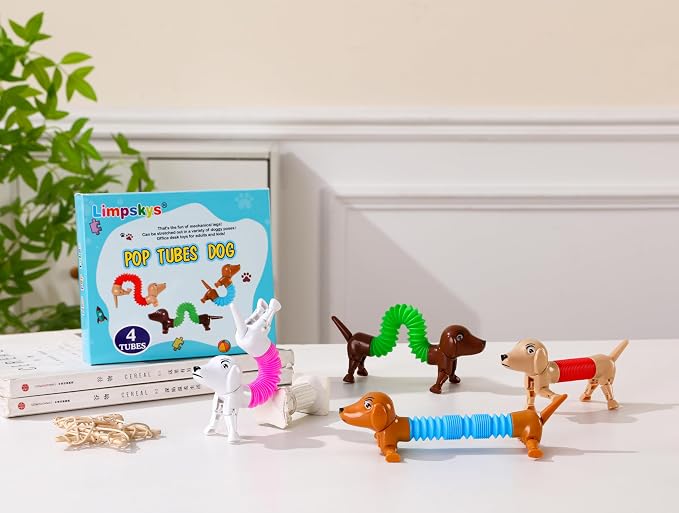 Dog pop Tubes fidgets,Dog Party Favors, Stocking Stuffers for Kids | dog toys for kids, toddler stocking stuffers,toys for autistic kids 5-7,easter egg fillers,easter egg stuffers