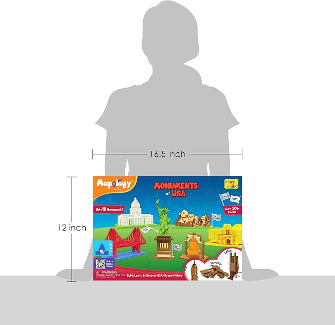 Imagimake Mapology - Monuments of USA, Build 10 3D Famous Landmarks | Educational 3D Puzzle, Learn Geography & 50+ Facts, Back to School Gift for Boys & Girls Ages 5,6,7,8,9,10,11,12 Years Old