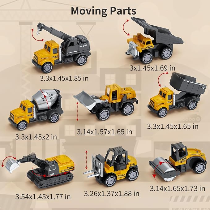 HONGTUO Play Construction Sand Kit, 2.2lbs Magic Sand, Inflatable Sandbox | 8 Alloy Construction Vehicles, 8 Worker Figures, Road Signs, 6 Castle Molds, Storage Box, Sensory Toys, Gift for Kids Ages 3+