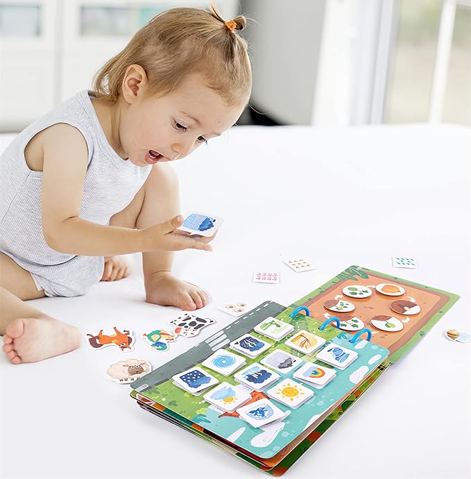 4 Pack DIY Montessori Busy Book, Montessori Quiet Book for Kids, Vehicle Life Skill Farm Dinosaur Preschool Learning Activities Learning & Education Toys