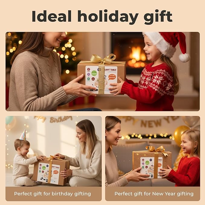 bopoobo Light Table for Kids -Sand Painting Light Box All-in-One Sandbox Alternative with Tracing Light Box, 10 Dimming Levels & 50+ Pieces(USB)