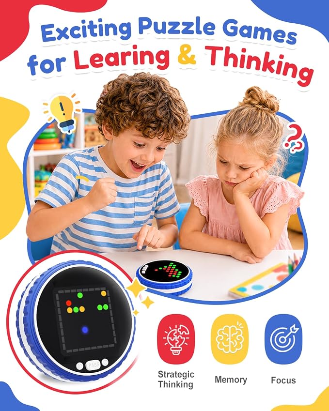 Electronic Strategy Board Game, 7-in-1 Car Travel Games, Road Trip Games | Airplane Travel Essentials Brain Toy for Kids with AI Opponent, Handheld Travel Games For Kids, Adults and Family Interactive