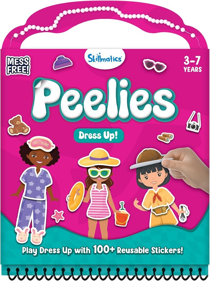 Skillmatics Peelies – Dress Up, Reusable Sticker Book, Toys for Toddlers | 100+ Reusable Stickers, Mess-Free Fun for Preschoolers, Travel Toy, Gifts for Girls & Boys Ages 3, 4, 5, 6, 7