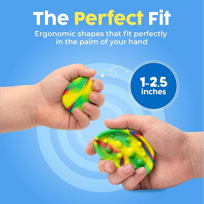 BUNMO Sensory Fidget Stones – 6pk Rainbow | Silicone Worry Stones for Kids Ages 3+ | Portable, Textured, Quiet Sensory Stones for Hands-On Play