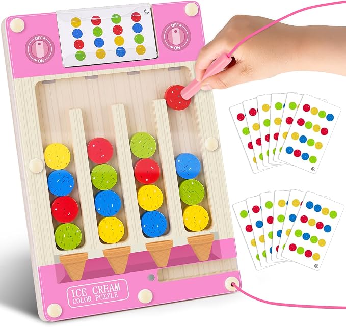Magnetic Wooden Toys for 3-6 Year Old Girls, Montessori Brain Teasers Game | 3 4 5 Year Old Girl Birthday Gifts, Sensory Toys for Kids with Autism, Road Trip Color Puzzle Maze Toy - Outdoor Portable