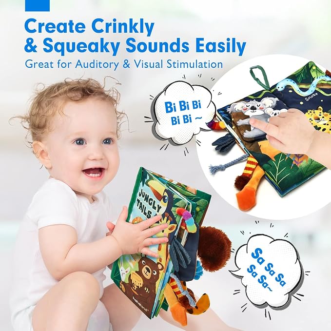 hahaland Baby Books 0-6 Months,Infant Tummy Time Toy Sensory Toys | 6 to 12 Months Touch Feel Book Travel Toy Gifts for Boy Girl 0-3 Month Baby Shower Birthday Easter Basket Stuffers 1PCS