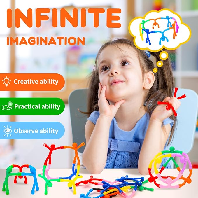 48pcs Magnetic People Figures for Kids 3-8 Travel STEM Fidget Toy | Safe ASTM-certified, Quiet Play for Airplane Car Trips Restaurant, Develops Creativity for Classroom Rewards Stocking Stuffer