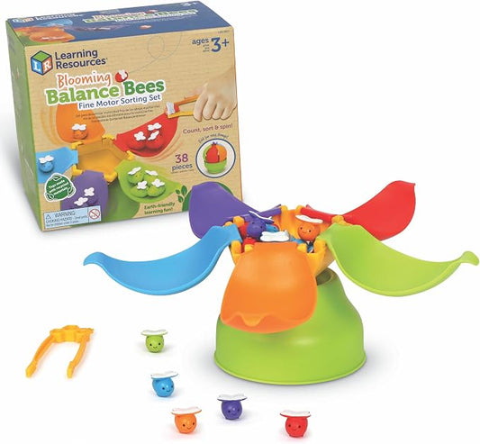 Learning Resources Blooming Balance Bees Fine Motor Sorting Set | Preschool Learning Activities, Fine Motor Games, Color Sorting Toys for Toddlers 3-5, Matching and Counting Toys for Toddlers