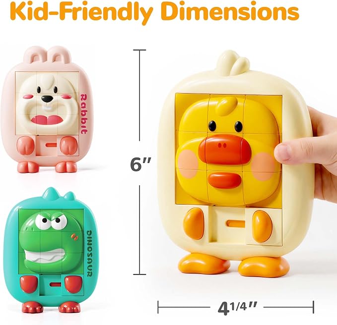 iPlay, iLearn Toddler Slide Puzzle Game, Logic Puzzle Toys for Kids Age 5-7 | Educational Learning STEM Animal Toys, Fun Travel Handheld Activity, Roadtrip Birthday Gift for 3 4 6-8 Yr Child Boys Girls