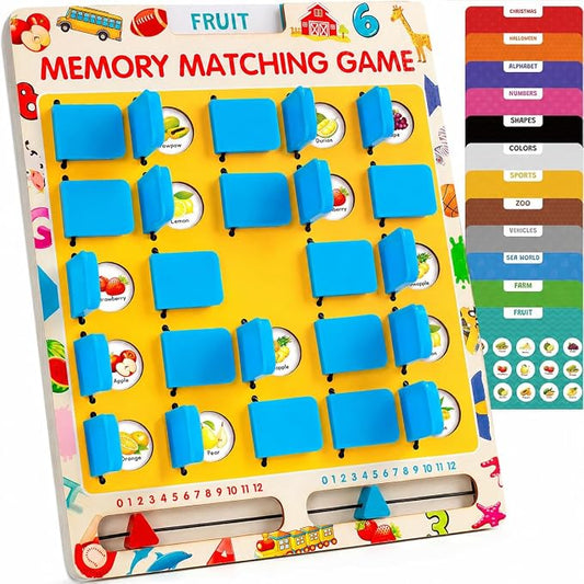 Matching Memory Game for Kids, Travel Toys Games Activities for 3 4 5 6 7 8 | Board Game for Plane Activity, Road Trip Essentials for Airplane Car Camping, Christmas Birthday Gifts for Boys Girls 3-5 4-8