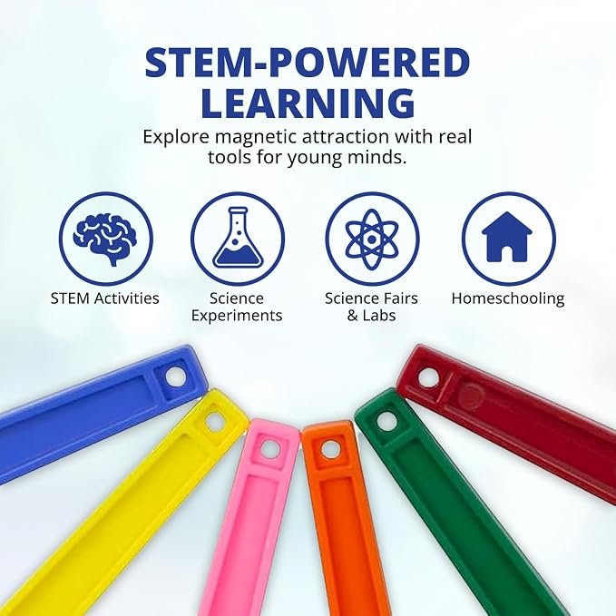 United Scientific™ STEM Magnetic Wands, Classroom & Homeschool (Set of 6) | Polyethylene-Encased Magnetic Wands, 6 Color-Coded Units, Builds Fine Motor Skills, STEM Curricula Support