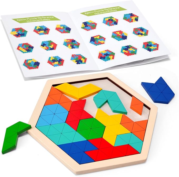 3 Otters Wooden Puzzle, with Guide Book | Educational Brain Teaser Game, Montessori Learning, Fine Motor Skills, Hand-eye Coordination