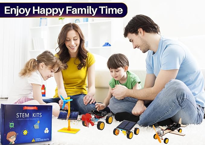 STEM Building Toys for Kids Ages 8-12, Science Experiments & Solar Car Projects (Pack of 2)