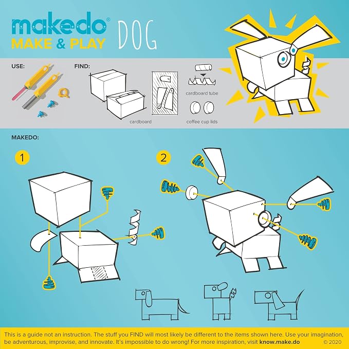 Makedo Explore Toolbox | Cardboard Construction Tools for Kids Age 5+ | 50 Piece Toolkit in Small Sized Toolbox | Versatile Cars to Castles Building Kit | Perfect for at Home Creative Play | STEM + STEAM Educational Toys for At Home Play + Classroom Le...