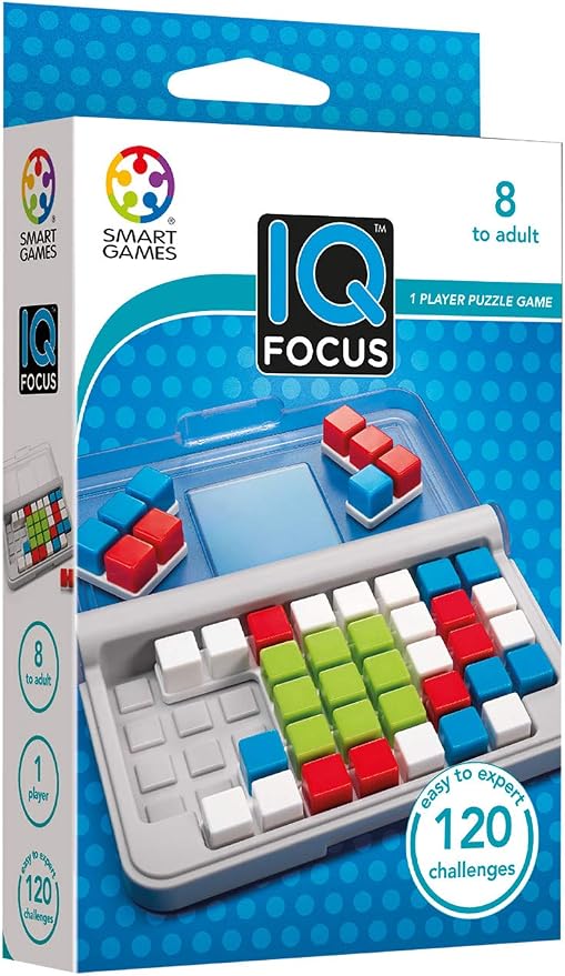 SmartGames IQ Focus – Color & Logic Puzzle with 120 Challenges – Compact Brain Teaser Game for Kids & Adults Ages 7+