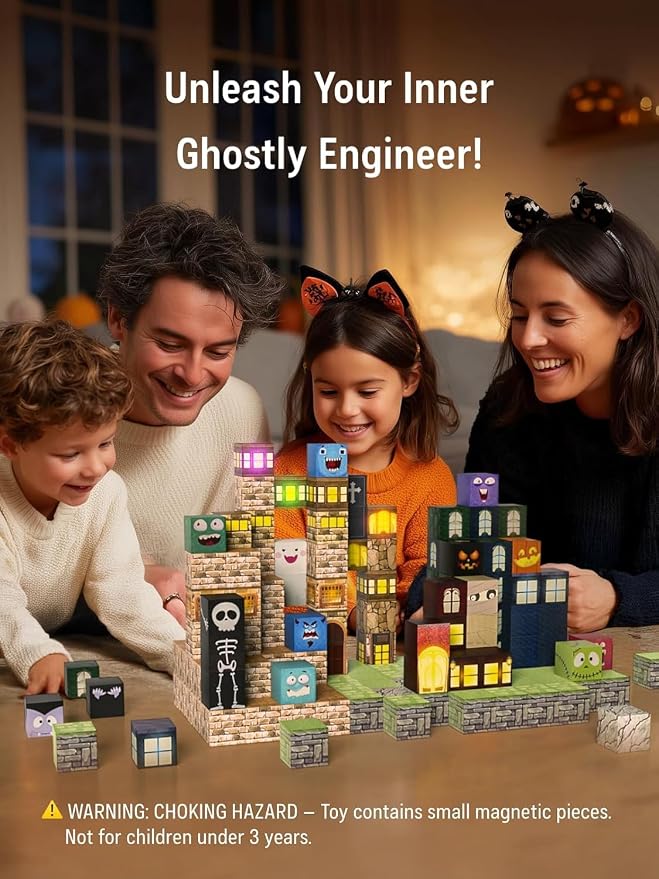 Veecafiodi 137PCS Magnetic Building Blocks with Lights, Magnetic Blocks Building Set for Kids Ages 4-8, STEM Building Toys for Boys Girls, Birthday Gift