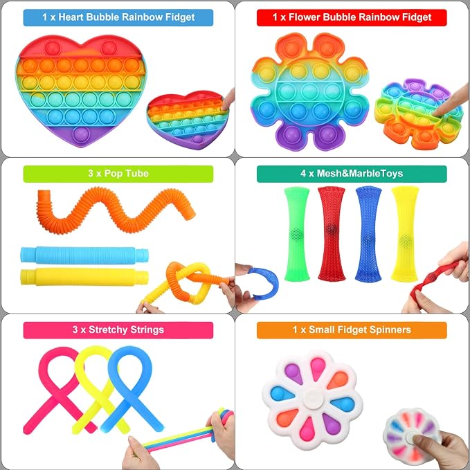 35 Pcs Simple Fidget Toys Pack, Party Favors Gifts for Kids and Adults | Popping Fidget Sensory Toys, Stress Relief Toys Kit, Classroom Prizes, Goodie Bag Stuffer, Pinata Stuffers,Tresure Box