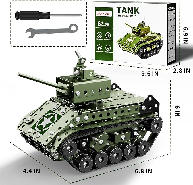 Lucky Doug STEM Building Projects Model Army Tank Set - 284 Pieces STEM Project Building Toys for Kids Ages 8-12, Assembly Science Kit Educational Toys Gift for Kids Boys 7 8 9 10 11 12-16 Years Old