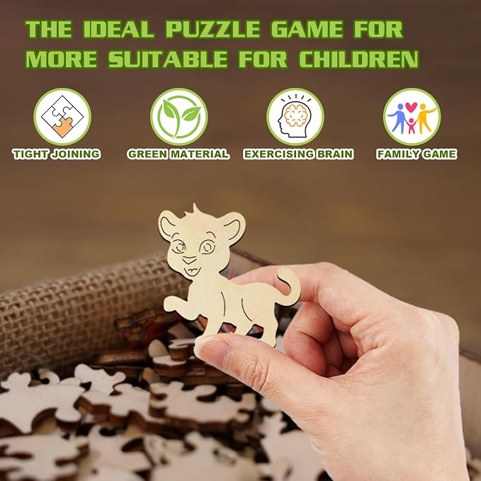 Wooden Puzzles for Kids Ages 6-8, Cute Leopard (50 Pieces) | Unique Animal Wooden Jigsaw, Irregular Cutouts, Home Decor Educational Toy & Christmas Kids Gift, 11.4*11.4 In