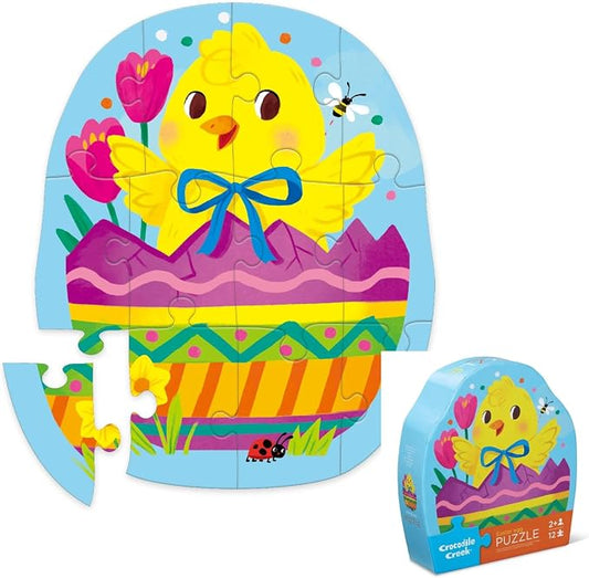 Crocodile Creek Easter Chick Egg Mini Puzzle – 12 Piece Toddler Puzzle for Kids Ages 2+ – Easter Basket Stuffer & Spring Activity