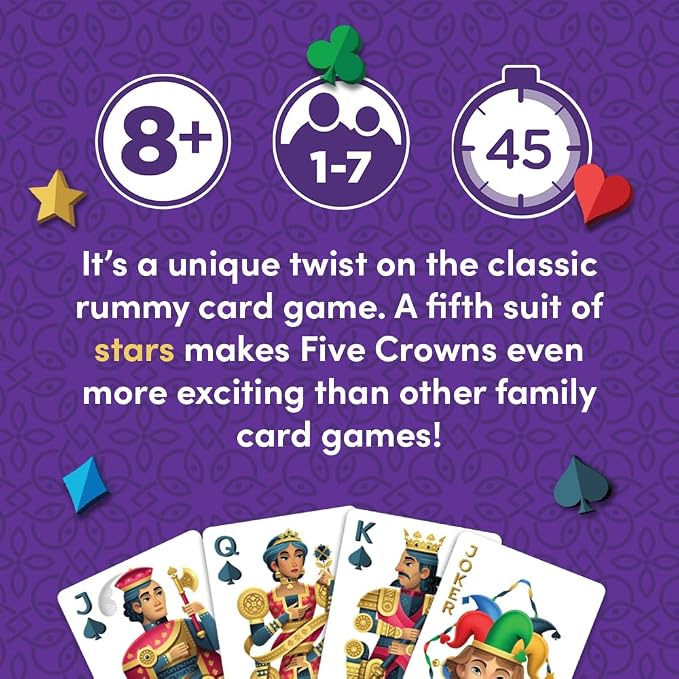 Five Crowns Rummy Style Card Game for Kids and Adults, Family Game Night | Family Game Night, Travel Games, Screen-Free, Holiday Game, Playing Cards, Award-Winning